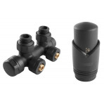 Set robinet dublu coltar pentru radiator tip V, antracit