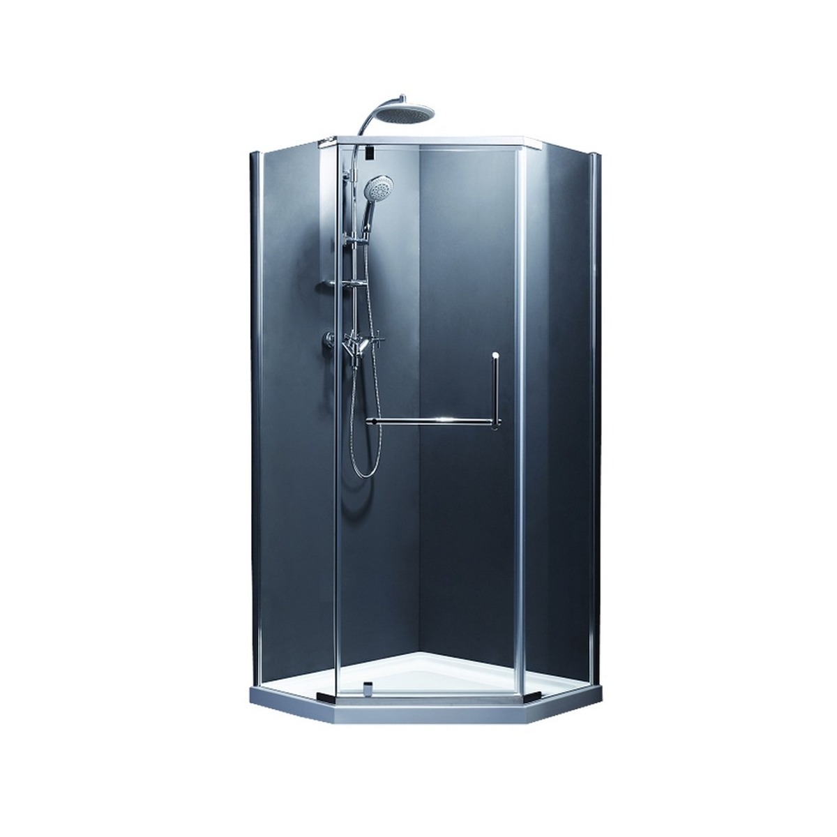Душевая кабина Devit Comfort, пятиугольная, распашная дверь, 90×90×190 см, хромированный профиль