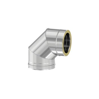 Cot 90° sandwich inox 304 pentru coș de fum, Ø150/200 mm (serie TR)