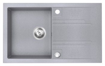 Кухонная мойка Ferro MEZZO II, 1 чаша с крылом, 78×48 см, серый композит