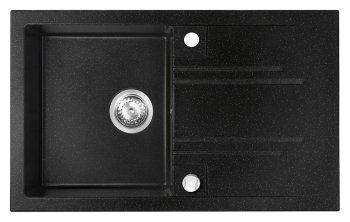 Кухонная мойка Ferro MEZZO II, 1 чаша с крылом, 78×48 см, глянцевый графитовый композит