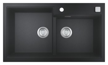 Кухонная мойка GROHE K500, 2 чаши, 86×50 см, чёрный композит