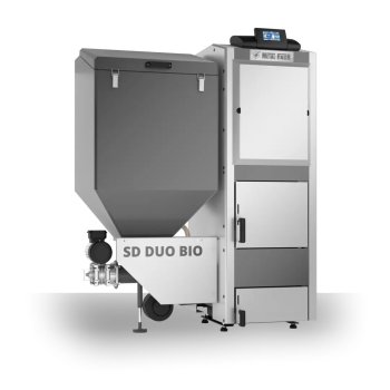 Котел SOKOL CLASSIC SD DUO PLUS 25 кВт с бункером, PLATINUM, левое